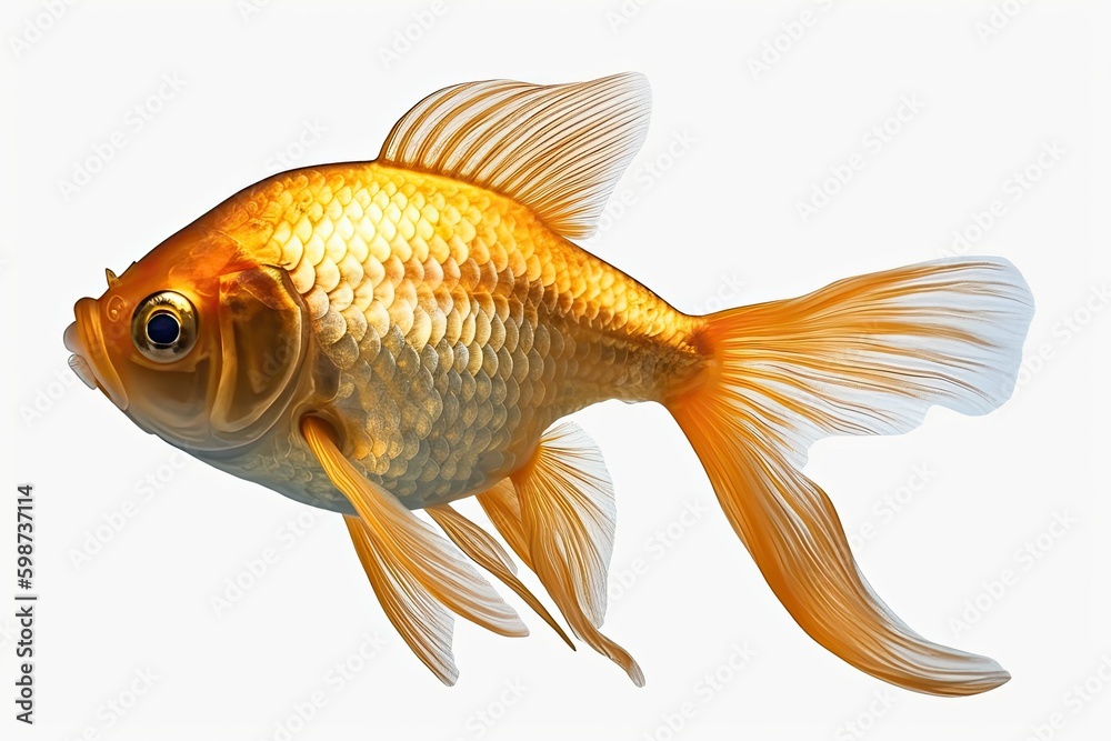 beautiful goldfish with striking blue eyes swimming in clear water. Generative AI Generative AI