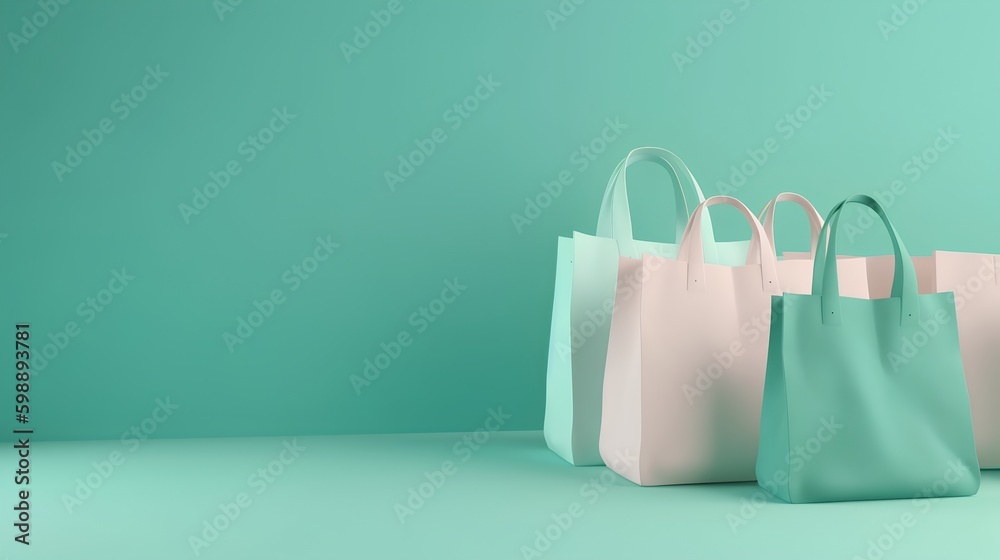 Shopping concept featuring shopping bags in soft, dusted pastel colors, evoking a sense of style, el