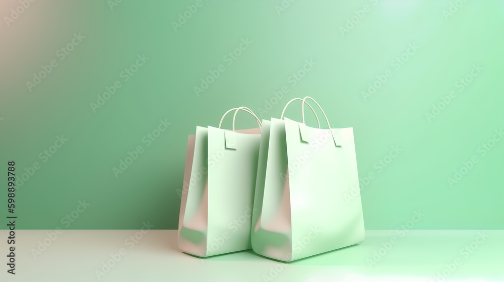 Shopping concept featuring shopping bags in soft, dusted pastel colors, evoking a sense of style, el