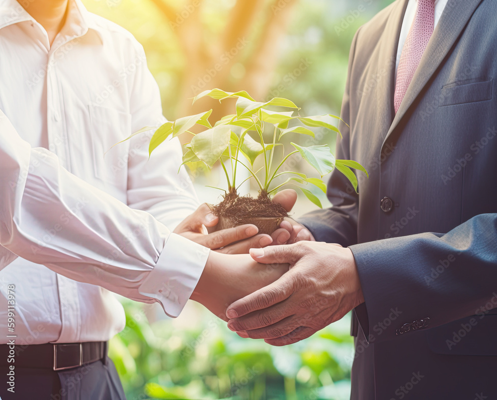 Two men planting a tree concept of world environment day planting forest, nature, and ecology A youn