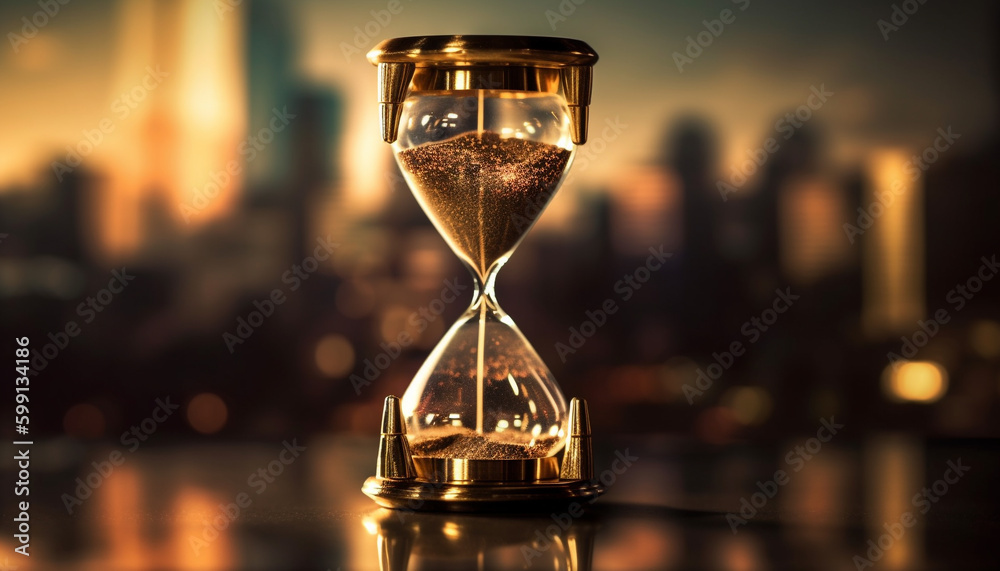 Antique hourglass counts down time, success awaits generated by AI