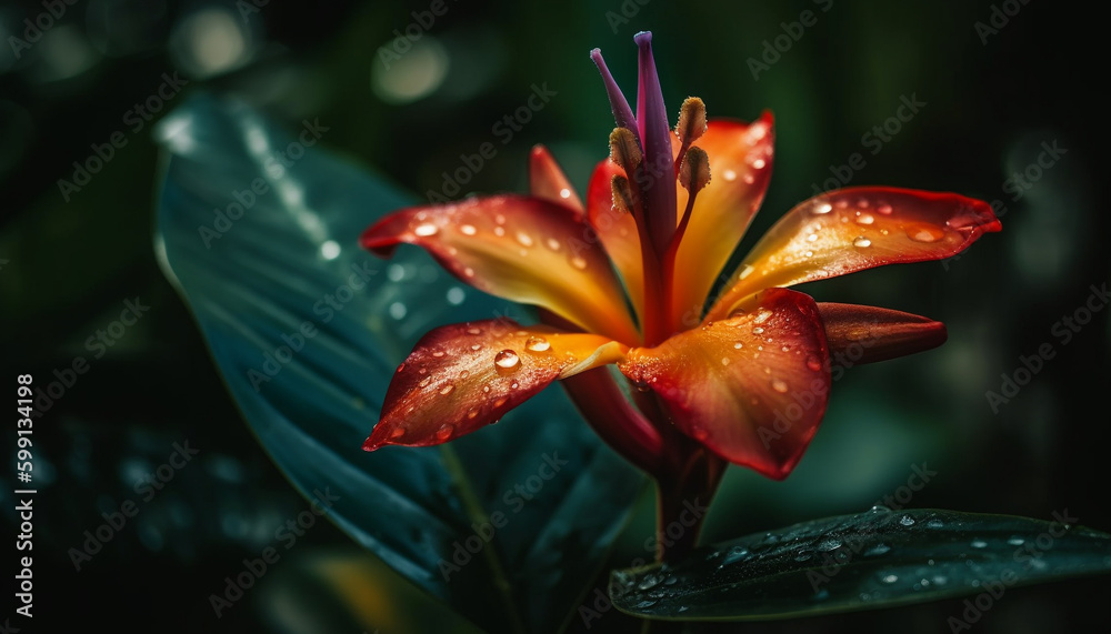 Vibrant colors of tropical flowers in summer generated by AI