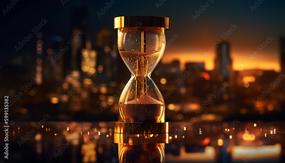 Sand flows through hourglass, deadline approaching fast generated by AI