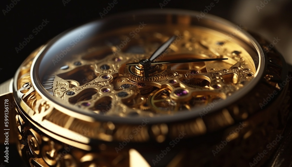 Antique pocket watch, accuracy in metallic elegance generated by AI