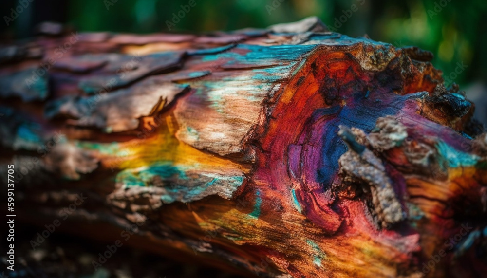 Vibrant autumn colors on old pine tree generated by AI