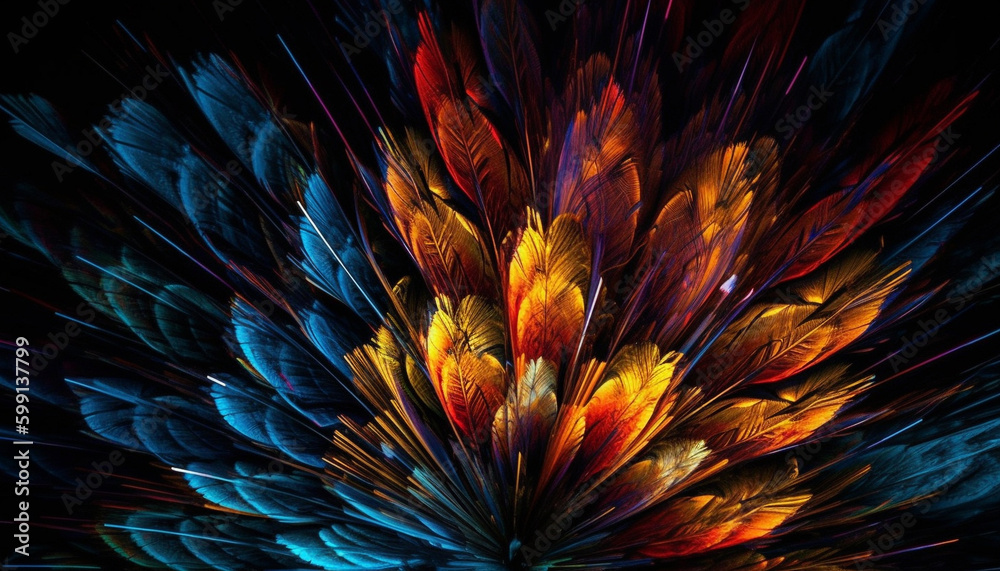 Vibrant colors, abstract shapes, glowing fractal decoration generated by AI