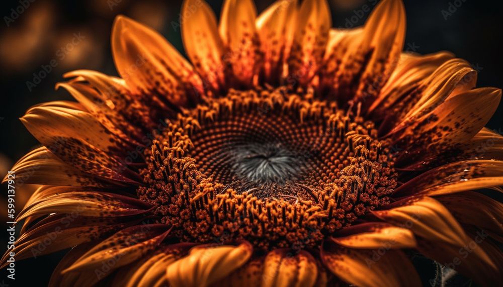 Vibrant sunflower petals shine in summer sunlight generated by AI