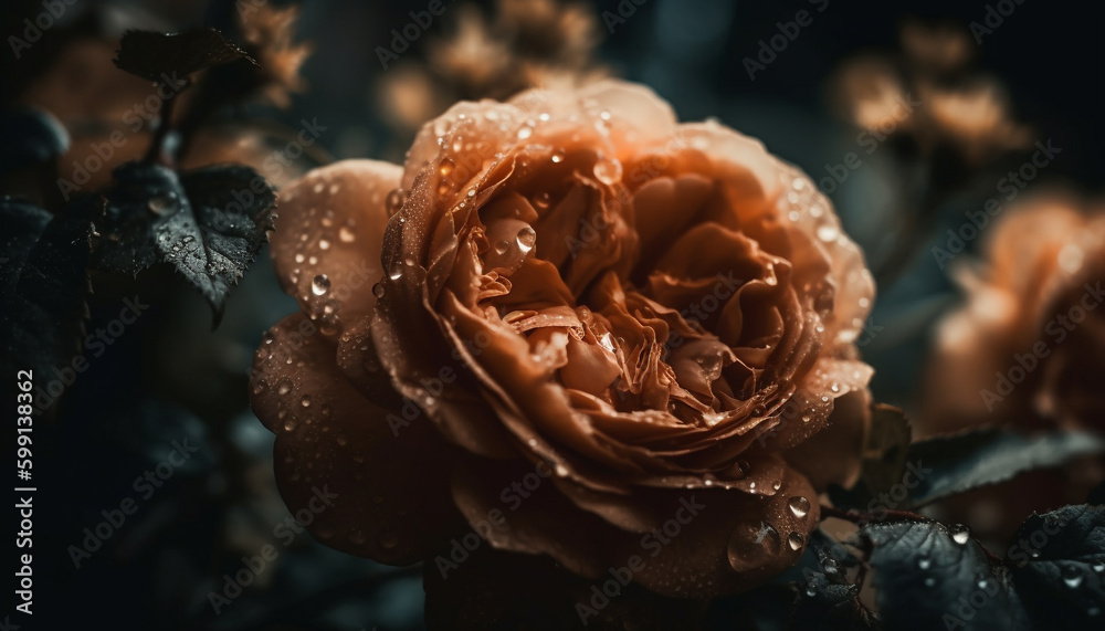 Softness of petals, wet with morning dew generated by AI