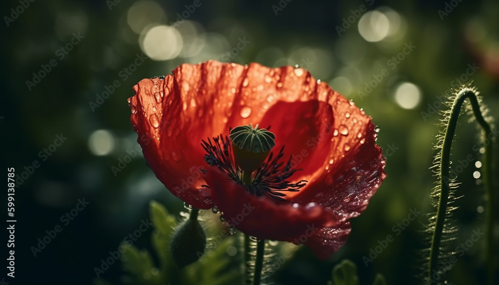 Vibrant wildflower in dewy meadow, close up generated by AI