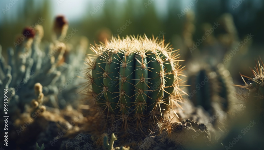 Sharp thorns on succulent plant in arid climate generated by AI