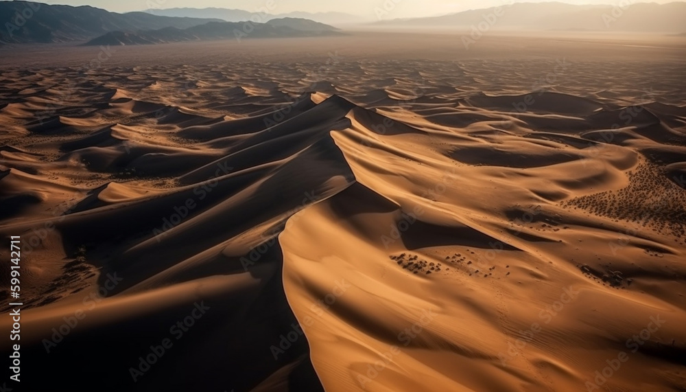 Rippled sand dunes in arid Africa beauty generated by AI