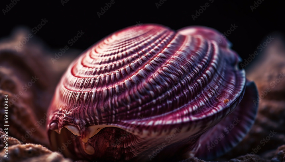 Purple seashell spiral, underwater souvenir of nature generated by AI