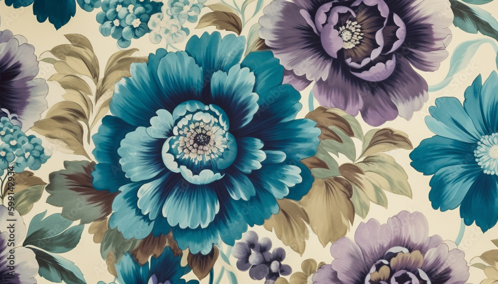 Abstract floral design with ornate purple petals generated by AI