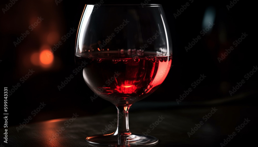 Luxury wineglass reflects elegance of cabernet sauvignon grape generated by AI