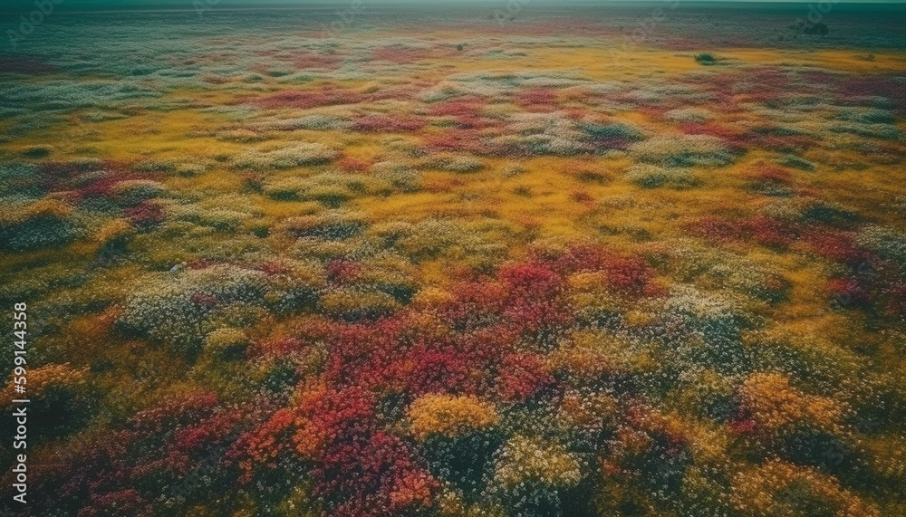 Vibrant flower meadow, beauty in nature colors generated by AI