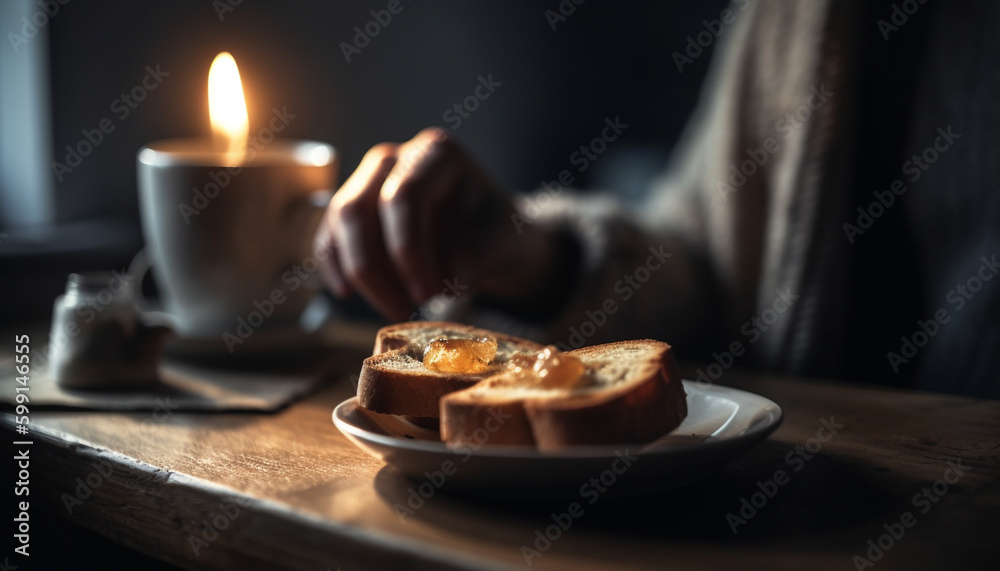 One person holding coffee cup for refreshment generated by AI