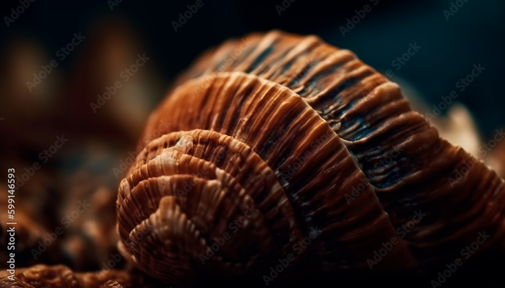 Fresh seafood souvenir spiral scallop shell pattern generated by AI