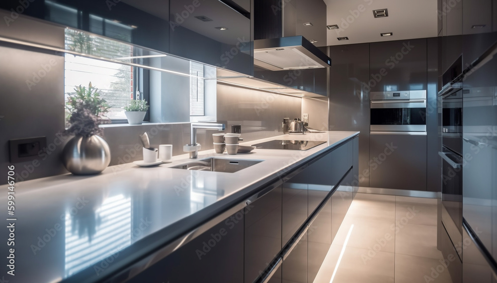 Luxury kitchen with modern design and elegance generated by AI