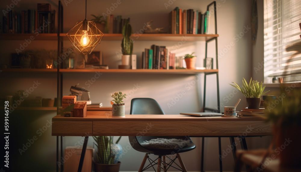 Modern home office with comfortable chair design generated by AI