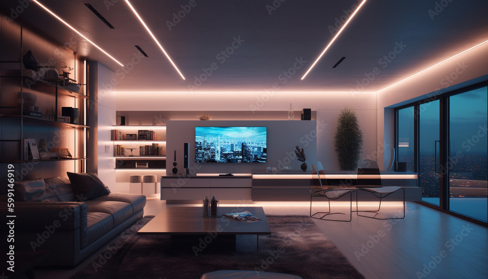 Modern luxury living room with comfortable furniture generated by AI