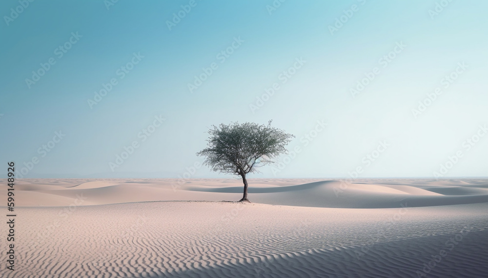 Solitude in nature beauty, tranquil sand dunes generated by AI