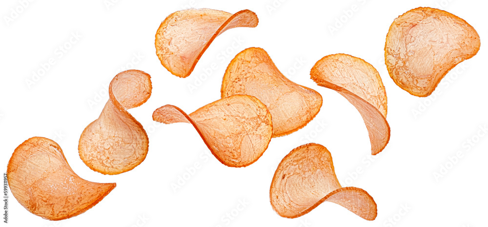 Chicken meat chips isolated on white background