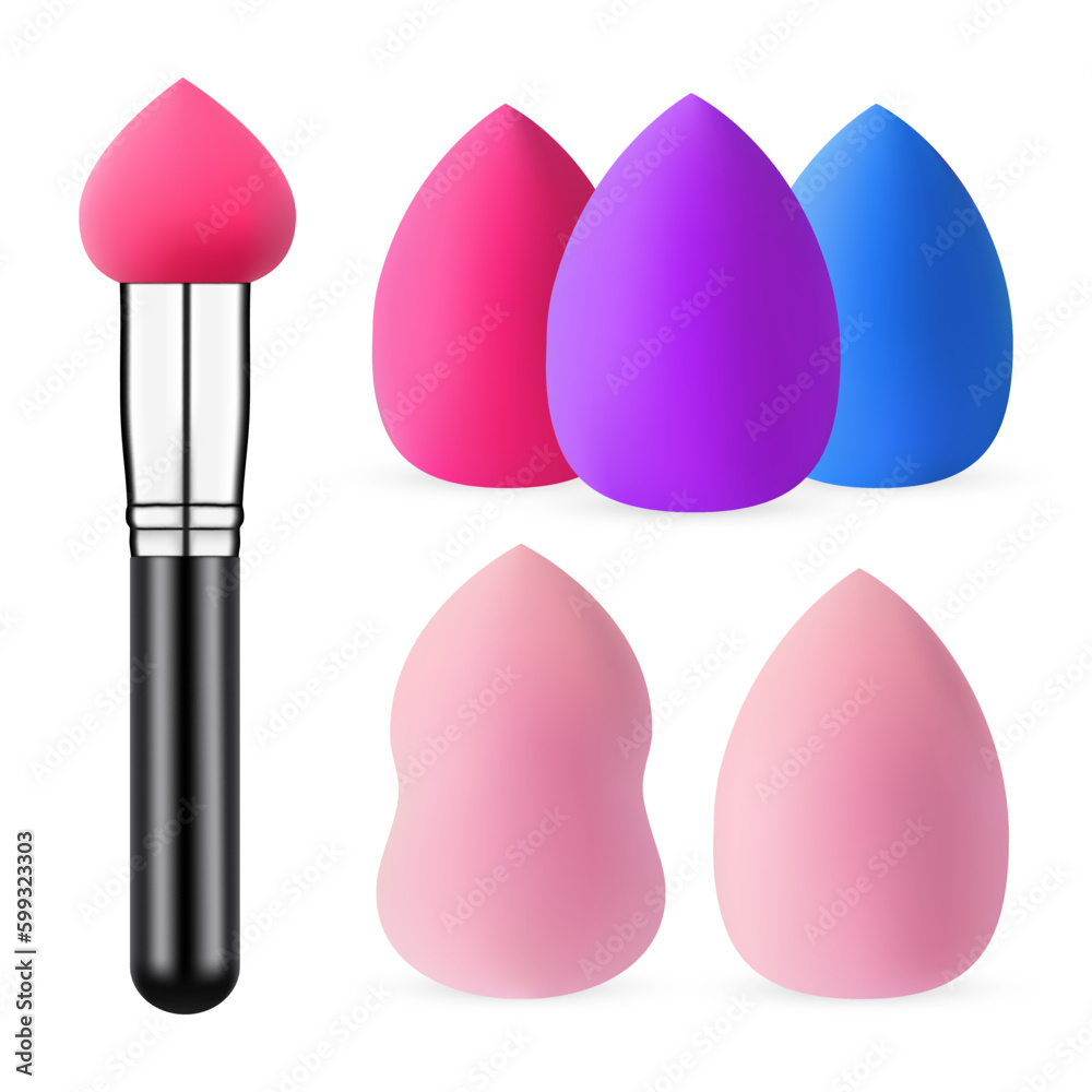 Makeup Sponge, Makeup Tools Set, Isolated on White Background. Vector Illustration