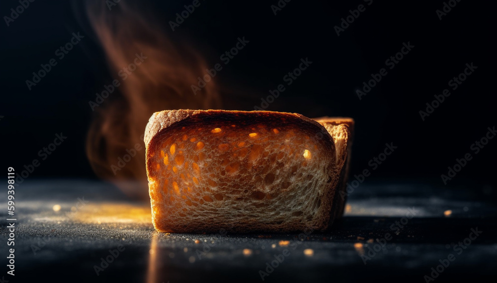 Gourmet bread baked with organic wheat flour generated by AI