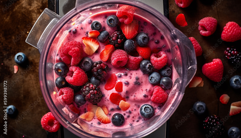 Fresh berry bowl a gourmet summer snack generated by AI