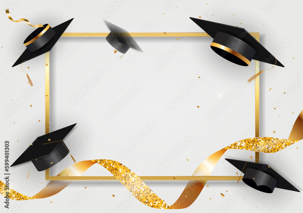 Happy Graduation Greeting Background Vector Illustration.