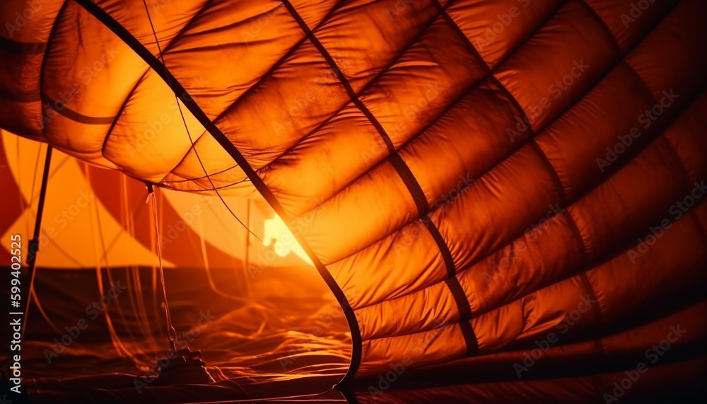 Sailing yacht glows in vibrant sunset reflection generated by AI