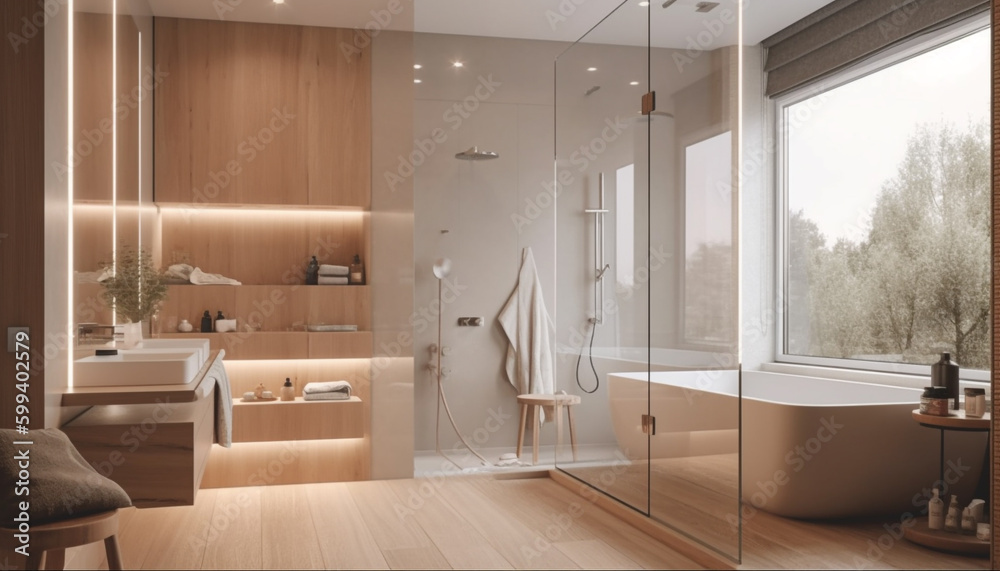 Luxury bathroom design with modern elegance and comfort generated by AI