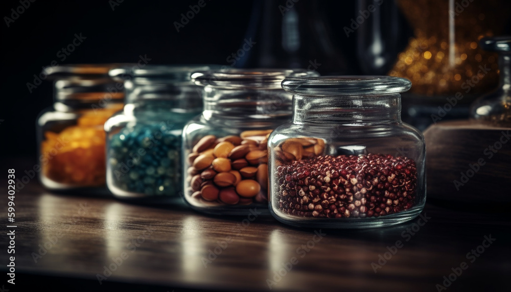 Organic vegetable bowl on wooden table background generated by AI