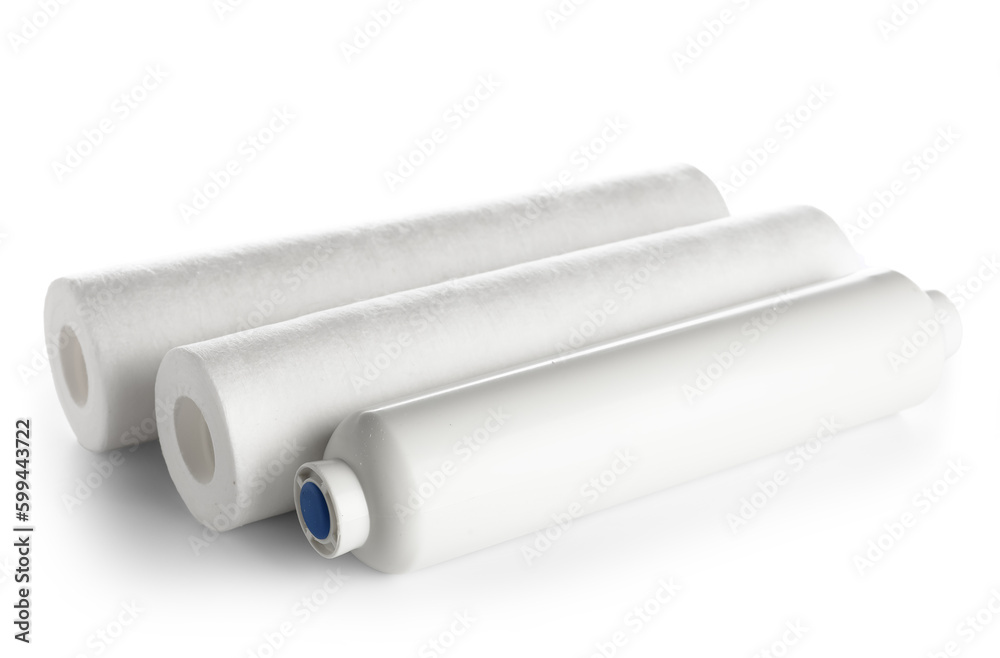 New water filter cartridges isolated on white background