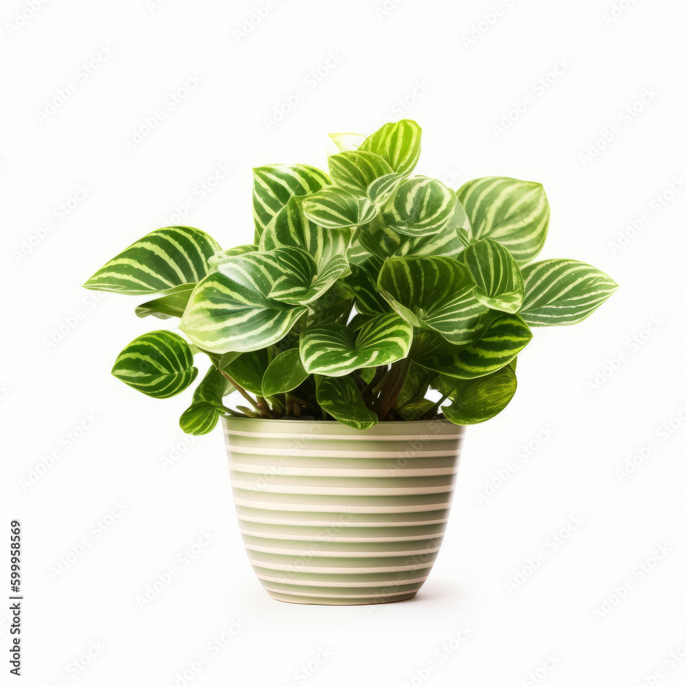 Green domestic plant in flowerpot. Illustration AI Generative.