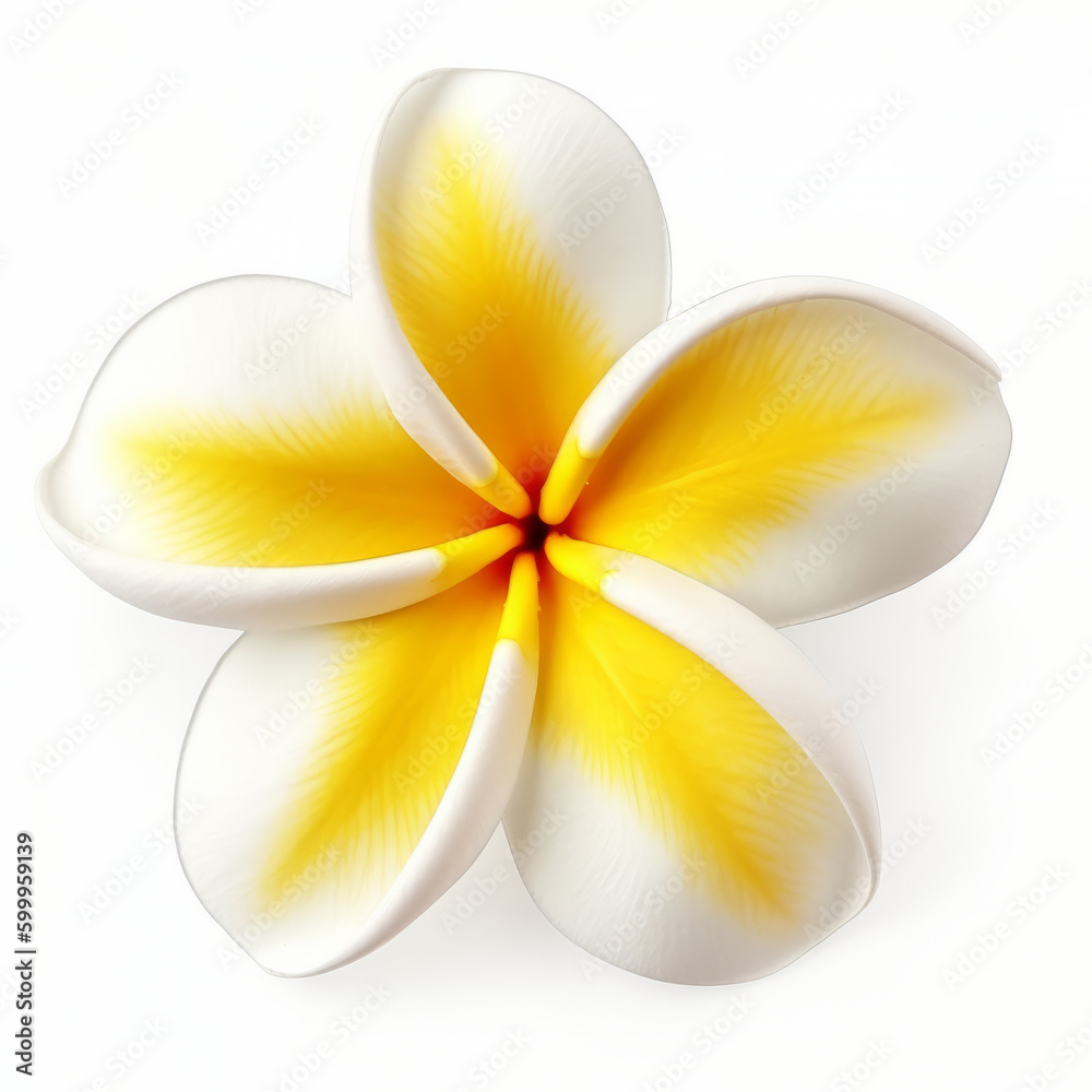 Plumeria flower isolated. Illustration AI Generative.