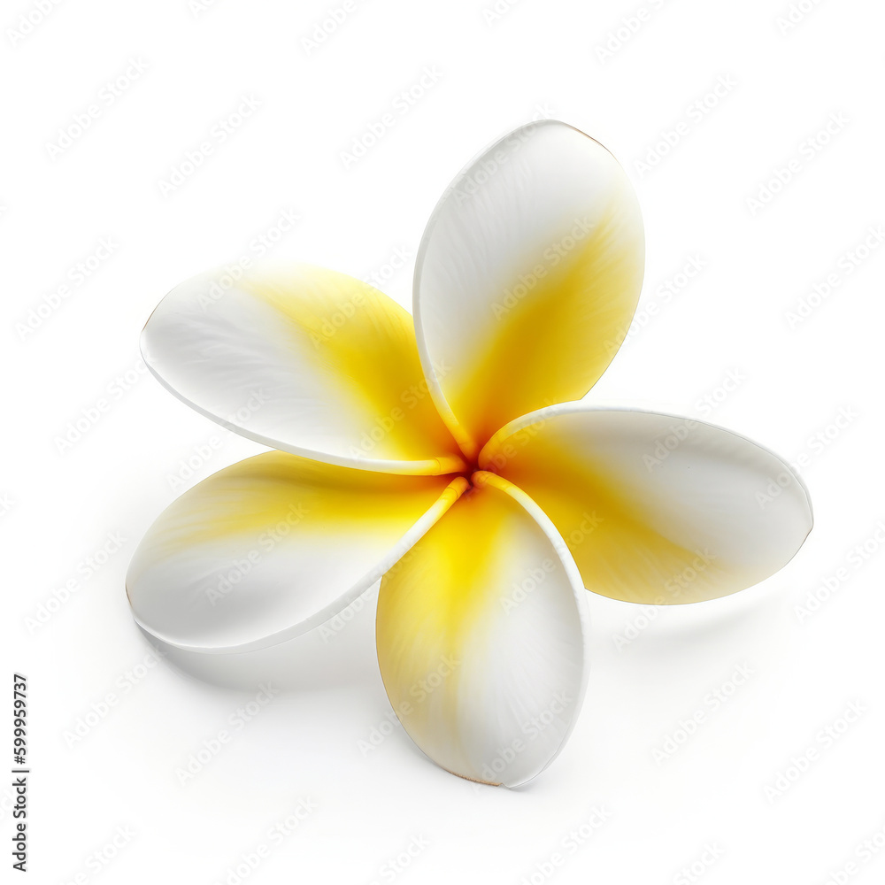 Plumeria flower isolated. Illustration AI Generative.