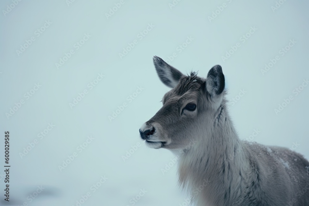 majestic deer standing in a snowy forest Generative AI