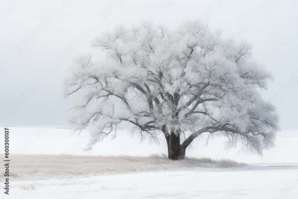 majestic tree standing tall in a winter wonderland Generative AI