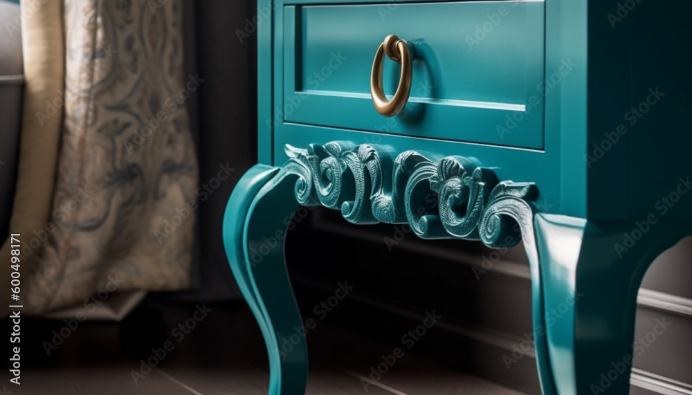 Luxury dresser with ornate gold handles shines elegantly generated by AI