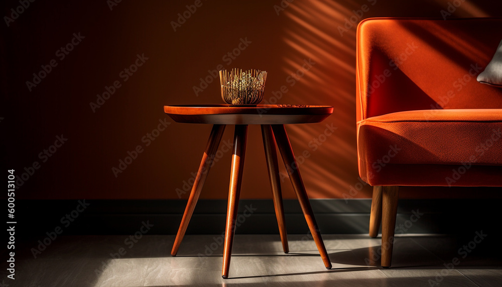 Luxury armchair and table, modern elegance indoors generated by AI