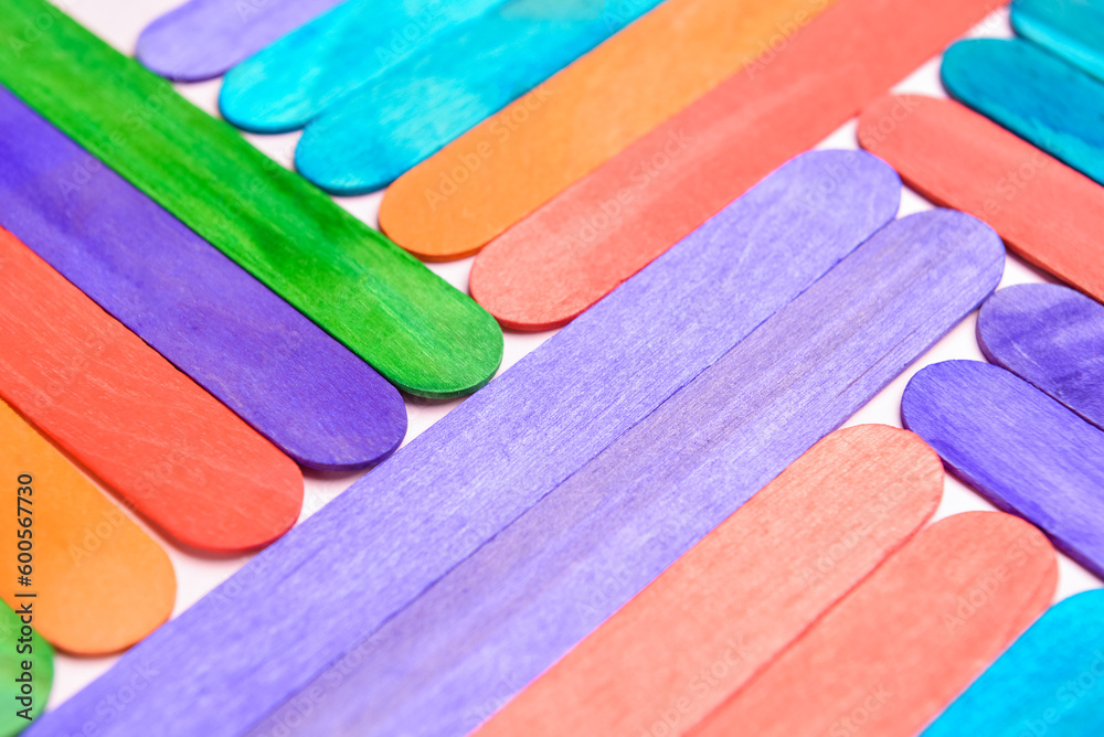 Texture of colorful ice cream sticks, closeup