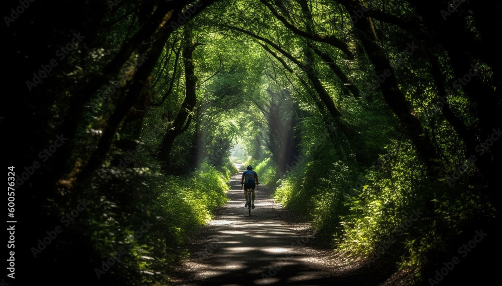 Healthy lifestyle, mountain biking, beauty in nature generated by AI