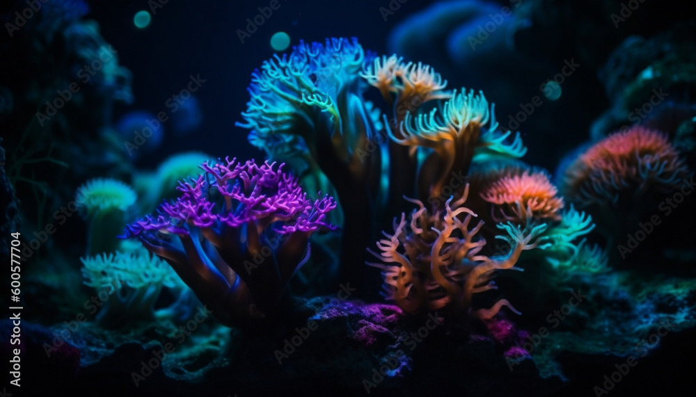 Colorful sea life thrives in underwater paradise generated by AI