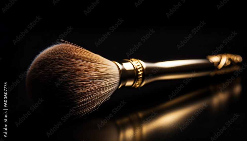 Shiny gold handle of an antique paintbrush for artistic work generated by AI