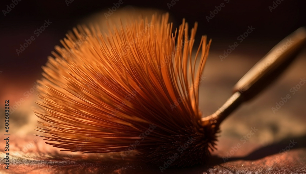 Spiked thorn on vibrant yellow flower, backlit by sunset generated by AI