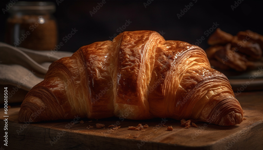 Indulge in French culture with a fresh baked croissant meal generated by AI