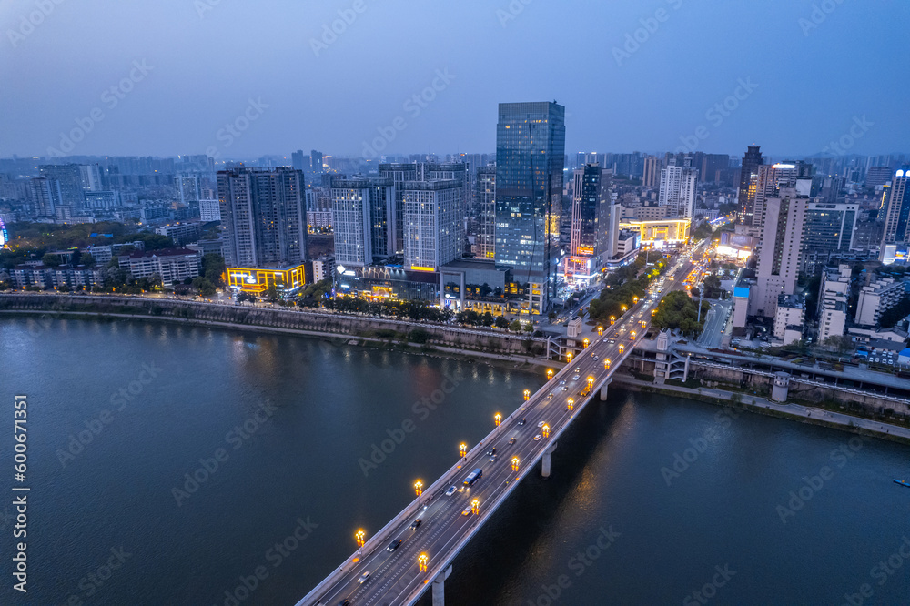 Night view of Zhuzhou Central Square, Hunan Province, China