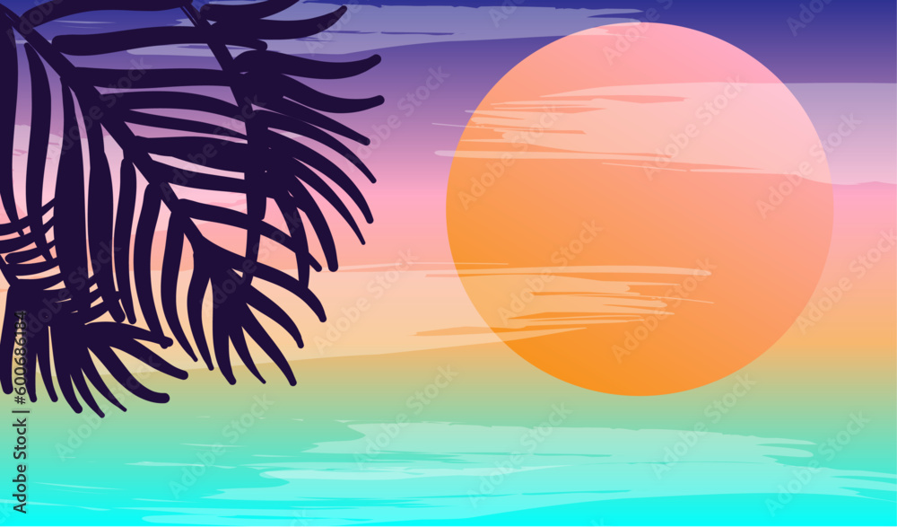 vector illustration of the beach with trees