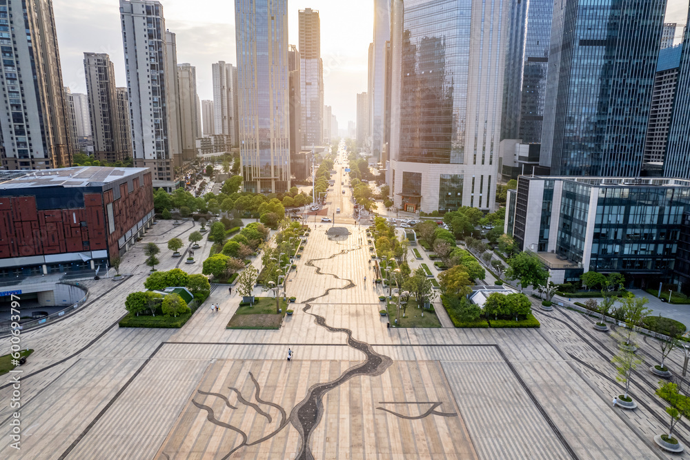 CBD Architecture Scenery in Xiangjiang New District, Changsha, China